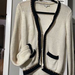 Sandro black and cream Chanel chain cardigan